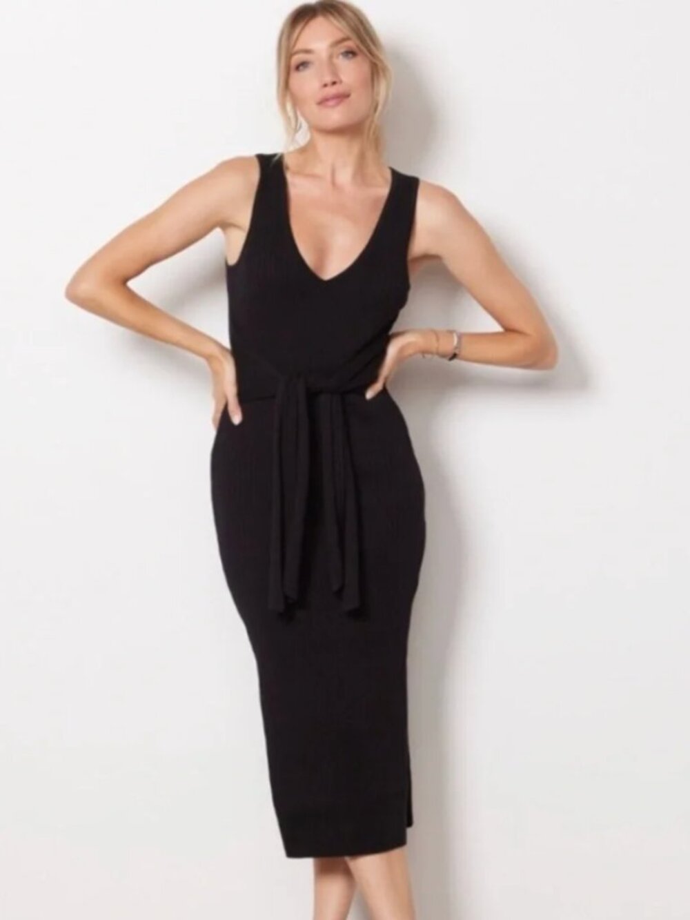 Good American Ribbed Bodycon Dress Size S